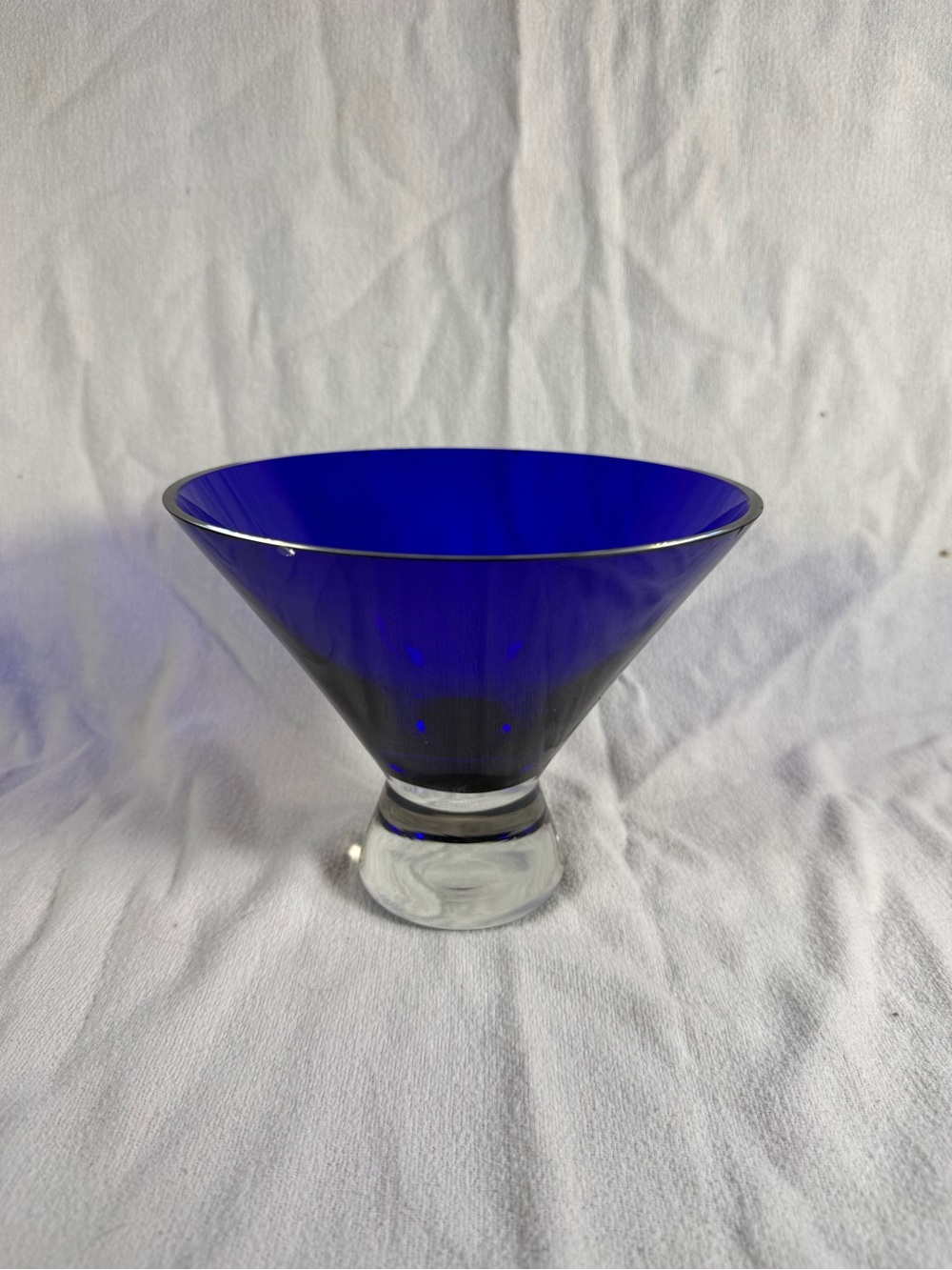Vintage LSA Cobalt Blue Poland Mouthblown Handcrafted Glass Pedestal Bowl Vase